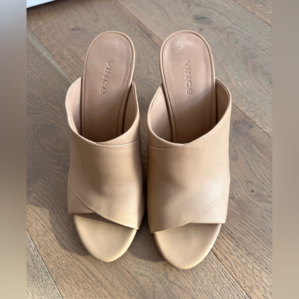 Vince Tan Leather Mules sz 8